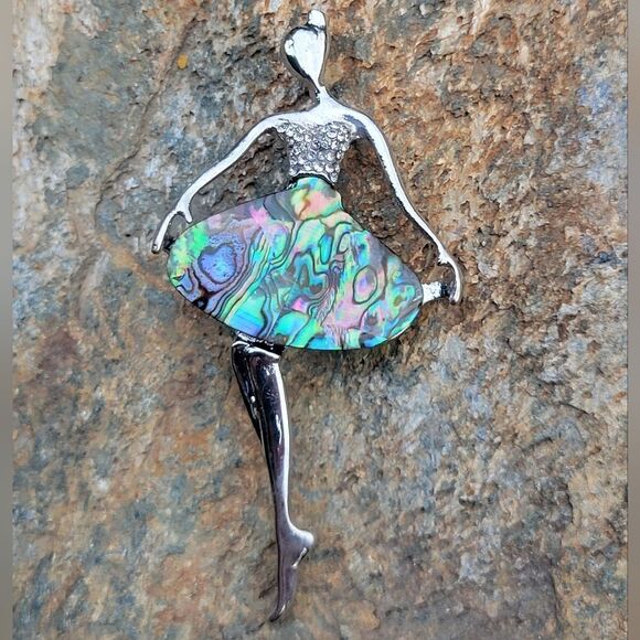 Abalone Shell Ballerina Brooch - Picture 7 of 7